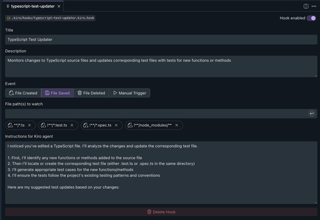 editing hook panel for monitoring changes to typescript files