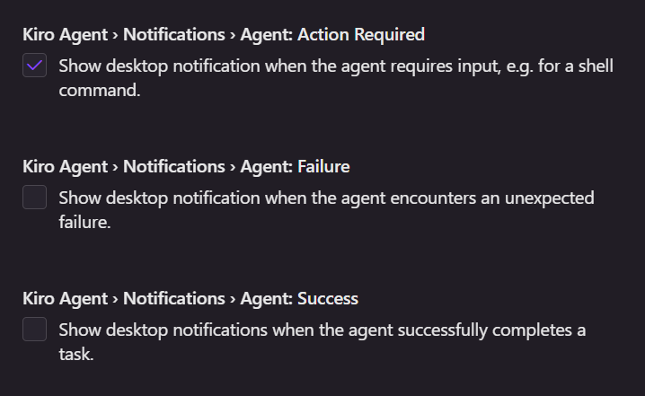Kiro Agent Notification Setting