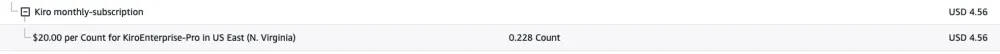 Kiro billing in AWS Console
